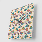 Aquatic animals pattern | ocean underwater life 5 vierkante klok (Hoek)