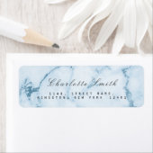 Aquatic Blauw Grijs Marmer Retouradres Labels (Insitu)