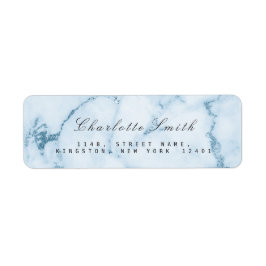 Aquatic Blauw Grijs Marmer Retouradres Labels