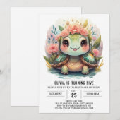 Aquatic Custom Turtle Meisje Verjaardag Kaart (Voorkant / Achterkant)
