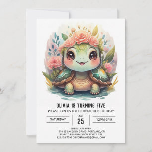 Aquatic Custom Turtle Meisje Verjaardag Kaart