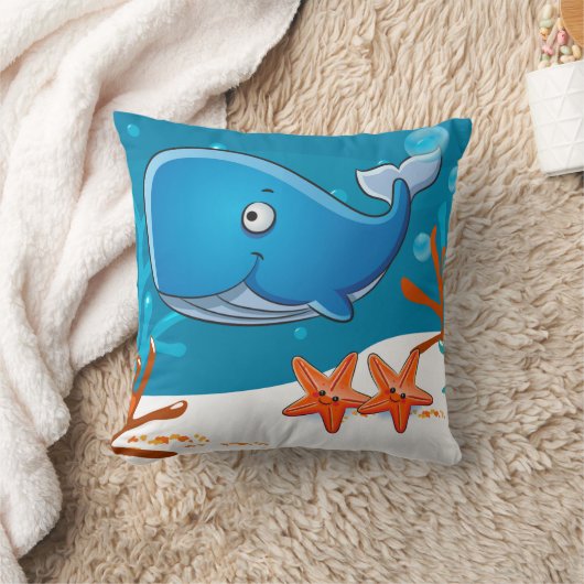 Aquatic Cute Whale Pillow Kussen (Deken)