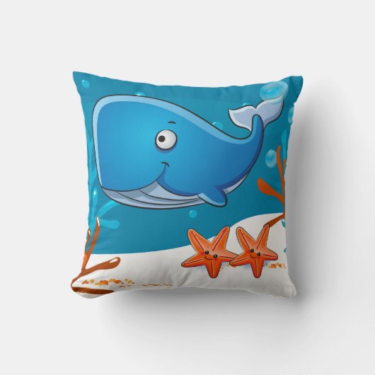 Aquatic Cute Whale Pillow Kussen (Voorkant)
