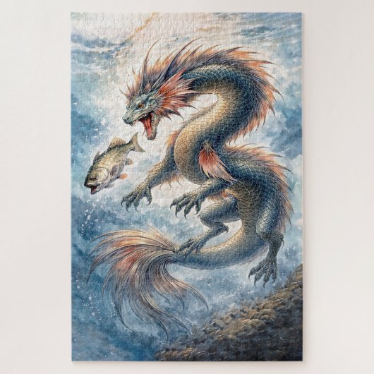 Aquatic Dragon Fishing Legpuzzel (Verticaal)