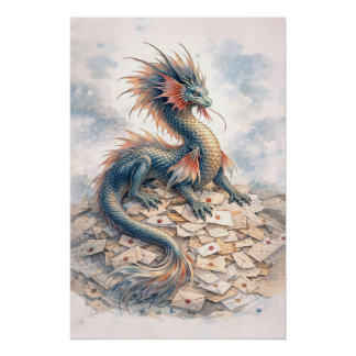 Aquatic Dragon Letters Perfect Poster