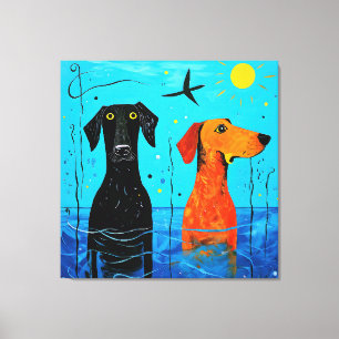 Aquatic Duo of Joy beroemd gemaakt door Surreal Co Canvas Afdruk
