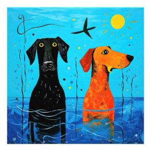 Aquatic Duo of Joy beroemd gemaakt door Surreal Co Foto Afdruk