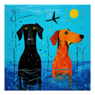 Aquatic Duo of Joy beroemd gemaakt door Surreal Co Perfect Poster