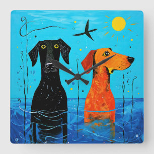 Aquatic Duo of Joy beroemd gemaakt door Surreal Co Vierkante Klok