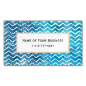 Aquatic Fantasy Blue en Aqua Chevron ZigZags Magnetisch Visitekaartje (Voorkant)