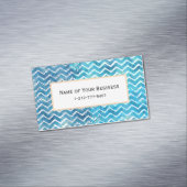Aquatic Fantasy Blue en Aqua Chevron ZigZags Magnetisch Visitekaartje (Voorbeeld)