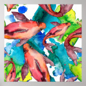 Aquatic fish set. Red sea and exotic fishes inside Poster (Voorkant)