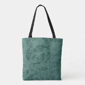 Aquatic Fish Stencil Art Teal Bokeh Pattern Tote Bag (Achterkant)