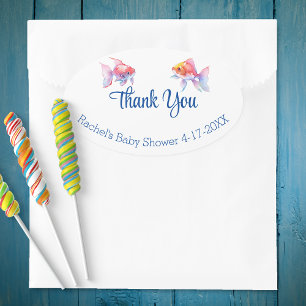 Aquatic Friends Baby shower Hartelijk dank Ovale Sticker