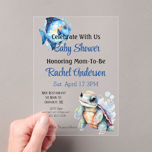 Aquatic Friends Baby shower Invitation Acryl Uitnodigingen (Insitu (Draagbaar))