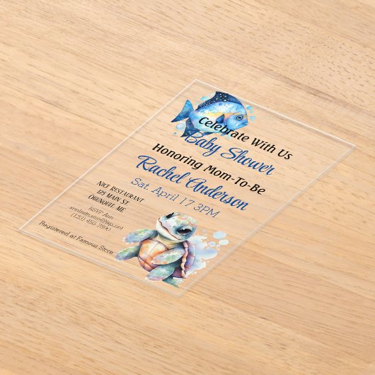 Aquatic Friends Baby shower Invitation Acryl Uitnodigingen (Laagn)