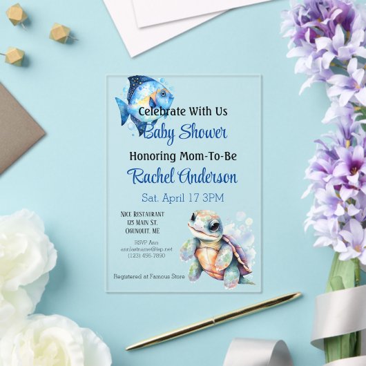 Aquatic Friends Baby shower Invitation Acryl Uitnodigingen (Insitu (Huwelijk))