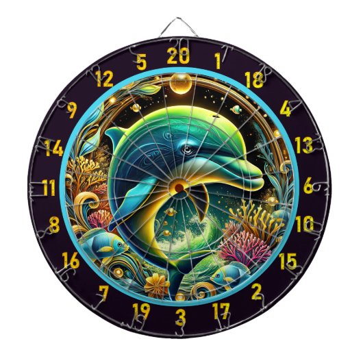 Aquatic Joy Dolphin Dartboard Set Dartbord (Voorkant)