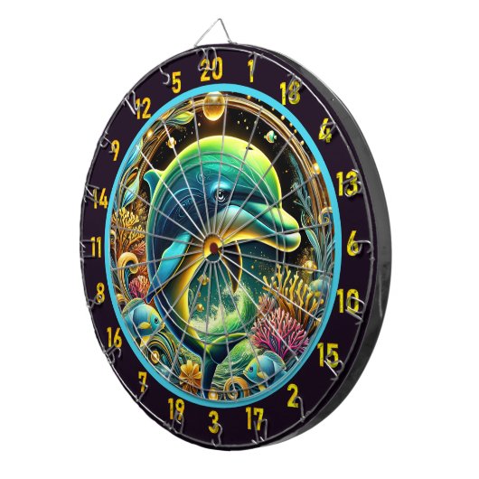 Aquatic Joy Dolphin Dartboard Set Dartbord (Voorkant Rechts)