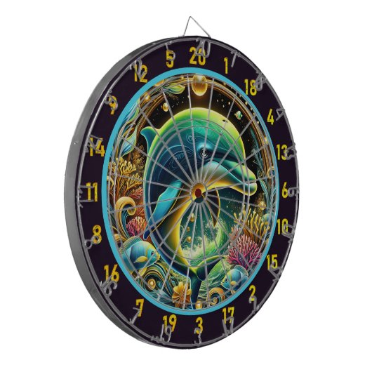 Aquatic Joy Dolphin Dartboard Set Dartbord (Voorkant Links)