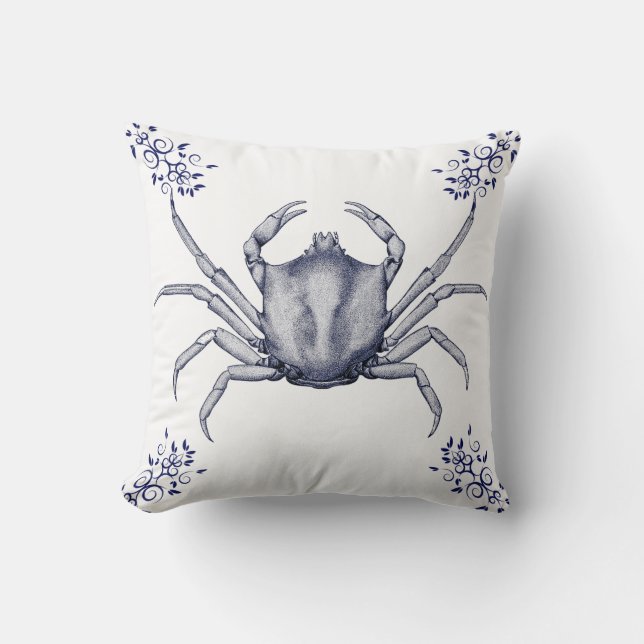 Aquatic Life Delfts ~ Kussens van de zeewierkrab (Voorkant)