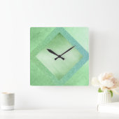 Aquatic Mint Zilveren Blauw Glitter Klok Vierkant (Huis)