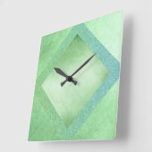 Aquatic Mint Zilveren Blauw Glitter Klok Vierkant (Hoek)