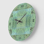 Aquatic Ocean Green en Seafoam Patchwork Wall Grote Klok (Hoek)