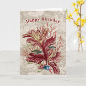 Aquatic Red Coral Seaweed Fish Birthday Kaart (Gele Bloem)