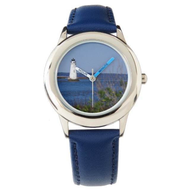 Aquatic Theme Watch - Vuurtoren met Blauwe Band Horloge (Voorkant)