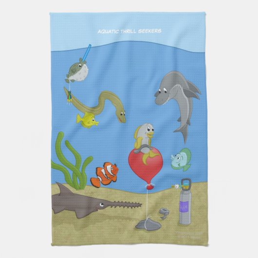 Aquatic Thrill Seekers Kitchen Towel Theedoek (Verticaal)