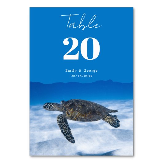 Aquatic Turtle Coastal bruiloft Navy Underwater Kaart (Achterkant)