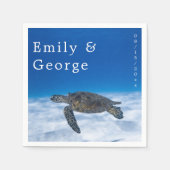 Aquatic Turtle Coastal bruiloft Navy Underwater Servet (Voorkant)