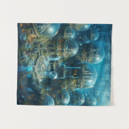 "Aquatic Utopia: Betoverd Onderwater Cityscape" D Wandkleed (Voorkant (horizontaal))