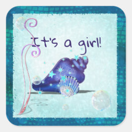 Aquatica 3D Whimsey ITS EEN MEISJE Baby shower Vierkante Sticker