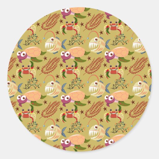 Aquaticaan | ocean underwater life 31 ronde sticker (Voorkant)