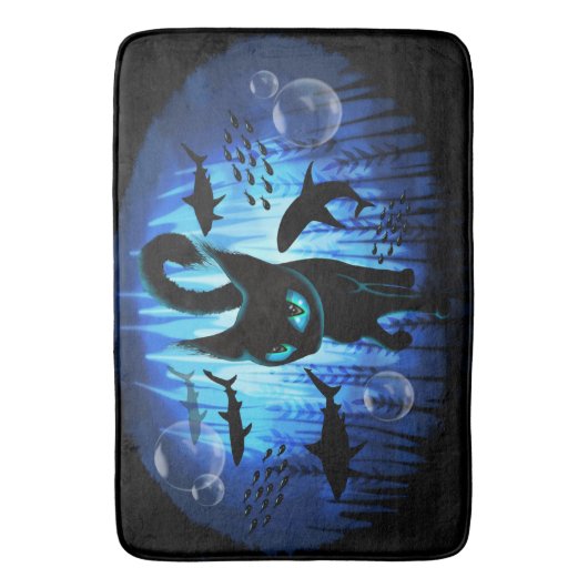 Aquaticat - Surreal Cat in Deep Ocean Fantasy Badmat (Voorkant Verticaal)