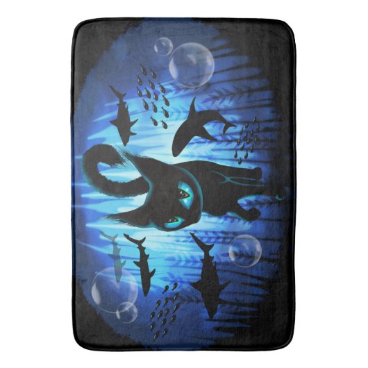 Aquaticat - Surreal Cat in Deep Ocean Fantasy Badmat (Voorkant Verticaal)