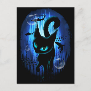 Aquaticat - Surreal Cat in Deep Ocean Fantasy Briefkaart