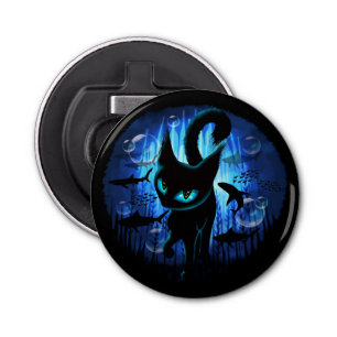 Aquaticat - Surreal Cat in Deep Ocean Fantasy Button Flesopener