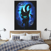 Aquaticat - Surreal Cat in Deep Ocean Fantasy Canvas Afdruk (Insitu (Slaapkamer))