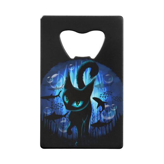 Aquaticat - Surreal Cat in Deep Ocean Fantasy Creditkaart Flessenopener (Voorkant)