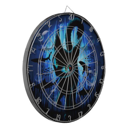 Aquaticat - Surreal Cat in Deep Ocean Fantasy Dartbord (Voorkant Links)