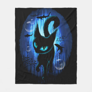 Aquaticat - Surreal Cat in Deep Ocean Fantasy Fleece Deken
