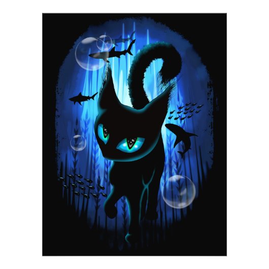 Aquaticat - Surreal Cat in Deep Ocean Fantasy Foto Afdruk (Voorkant)