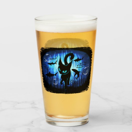 Aquaticat - Surreal Cat in Deep Ocean Fantasy Glas (Voorkant gevuld)