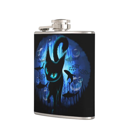 Aquaticat - Surreal Cat in Deep Ocean Fantasy Heupfles (Links)