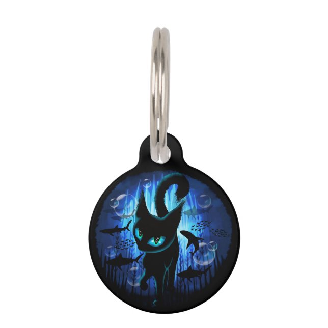 Aquaticat - Surreal Cat in Deep Ocean Fantasy Huisdierpenning (Voorkant)