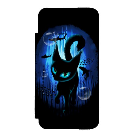 Aquaticat - Surreal Cat in Deep Ocean Fantasy Incipio iPhone Portemonnee Hoesje (Voorkant Agenda)