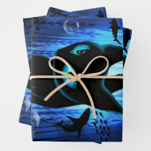 Aquaticat - Surreal Cat in Deep Ocean Fantasy Inpakpapier Vel